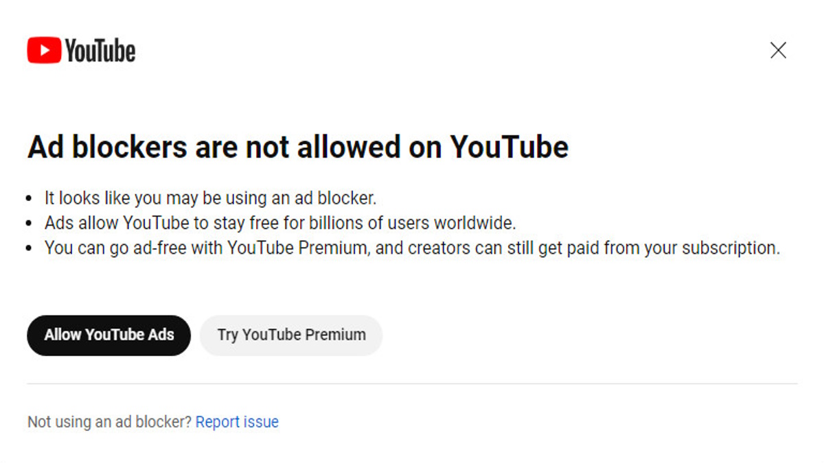 YouTube prueba el bloqueo de los bloqueadores de anuncios