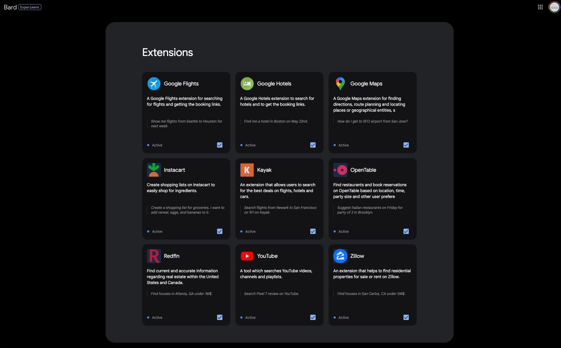 Extensiones en Google Bard