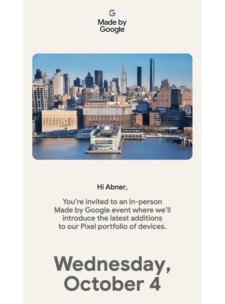 Evento de Google para el 4 de octubre