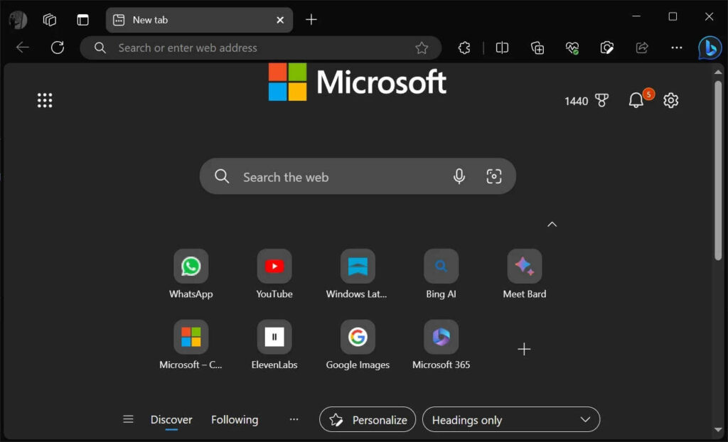 Modo Oscuro, Oscuro de Microsoft Edge
