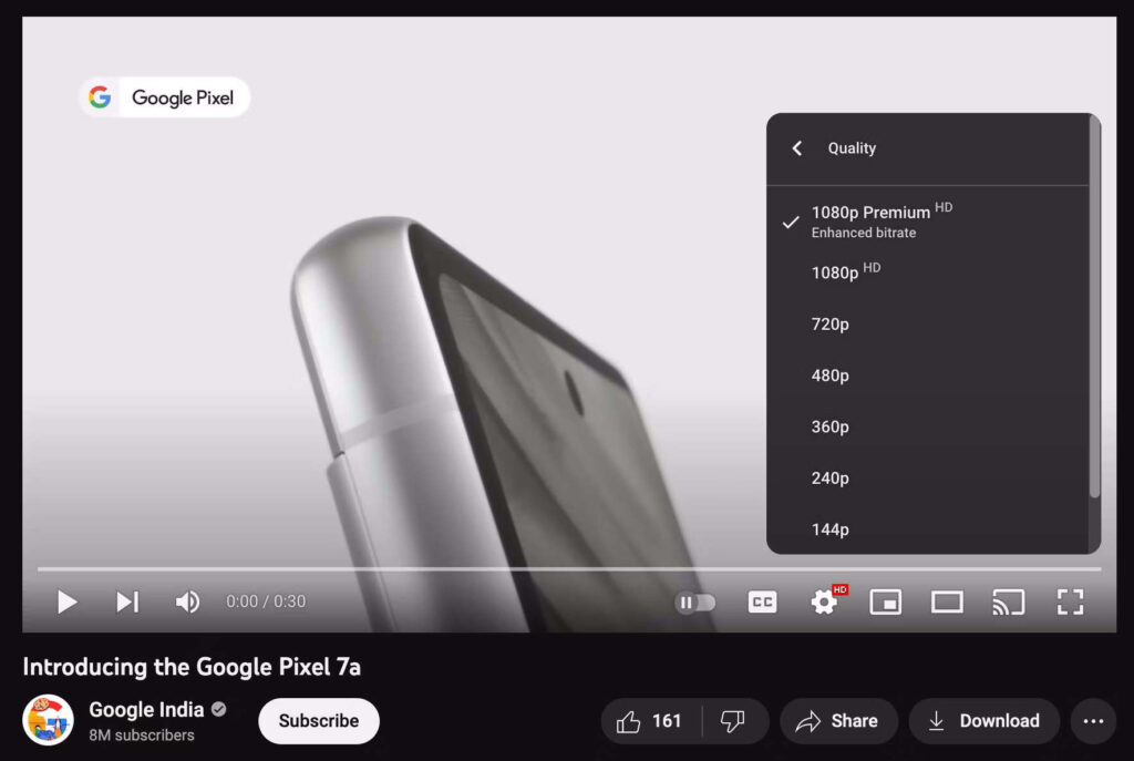 YouTube lanza opción de tasa de bits mejorada para suscriptores Premium