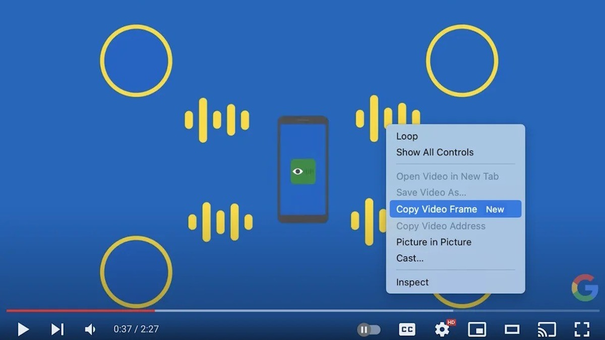 Función Copiar fotograma de video en Google Chrome