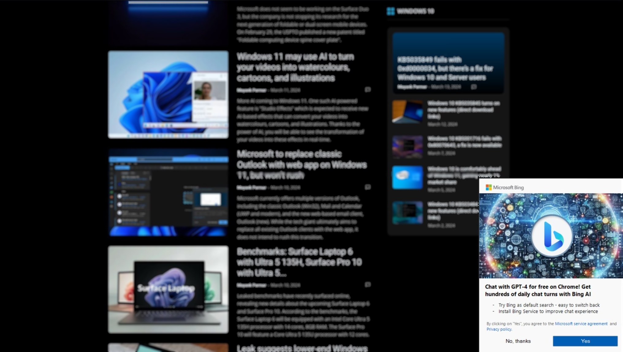 Anuncios de Bing en Google Chrome