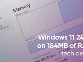 Windows 11 ejecutado con 1834 MB de RAM